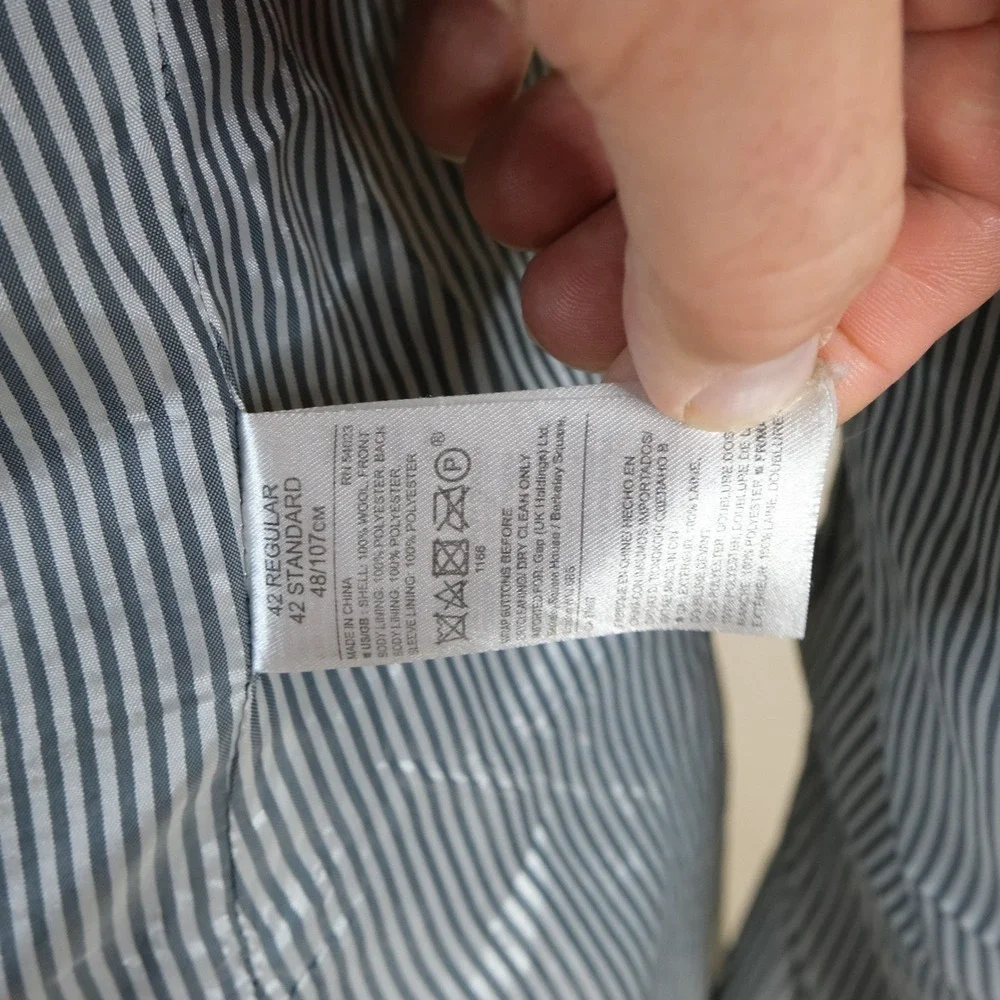 Banana Republic 42R Slim Sport Coat Marzatto Wool Gray Plaid Two Button Vented